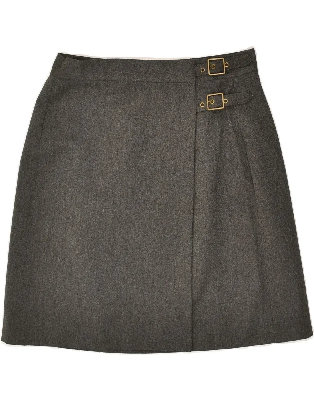 NEWPENNY Womens Wrap Skirt IT 40 Small W26 Grey Polyester chiffon skirt delicate