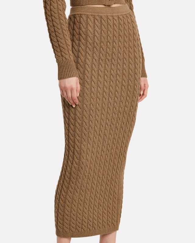 Ashley Cable Knit Tube Skirt low waist skirt