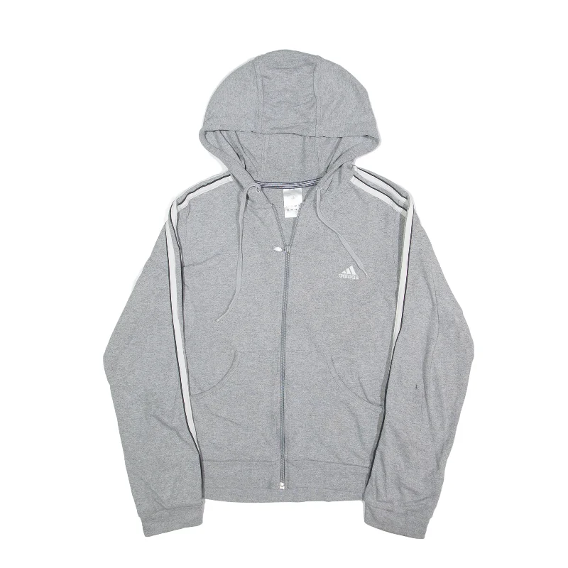 ADIDAS Hoodie Grey Full Zip Womens UK 14 Hoodie with Print Artistic Unique