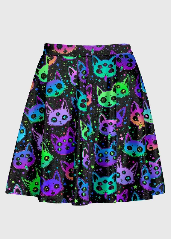 Plus Size Trippy Rainbow Cartoon Cat Skirt cotton skirt soft