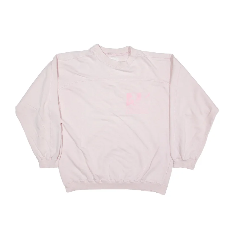 IPSO FACTO Happy Days Sweatshirt Pink Womens L Hoodie with Hem Fringe Bohemian Relaxed