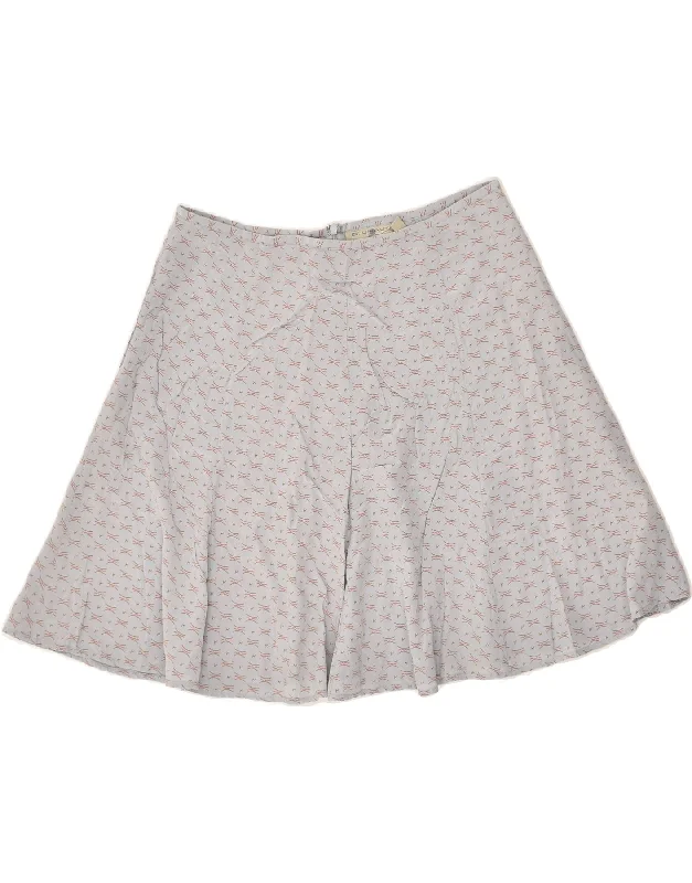 BLUNAUTA Womens Abstract Pattern Mini Skirt IT 44 Medium W28  Grey Silk leather skirt modern