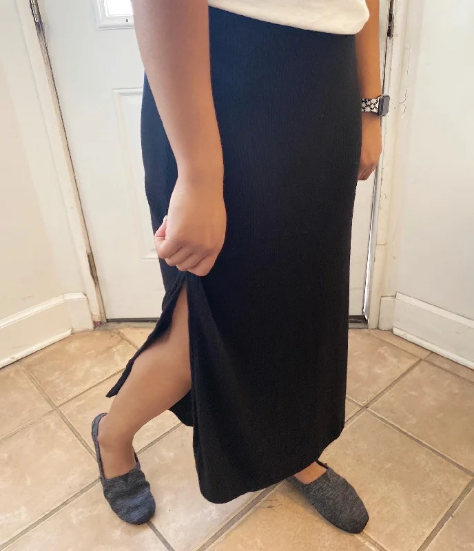 Brushed Lorena Black Skirt wool skirt warm