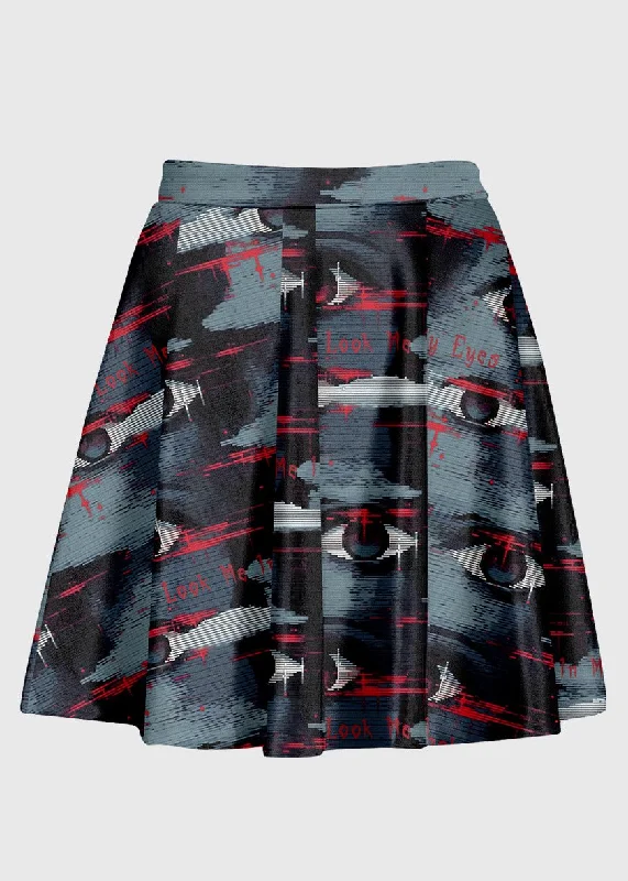 Plus Size Weirdcore Aesthetic Glitch Eye Skirt a-line skirt cut