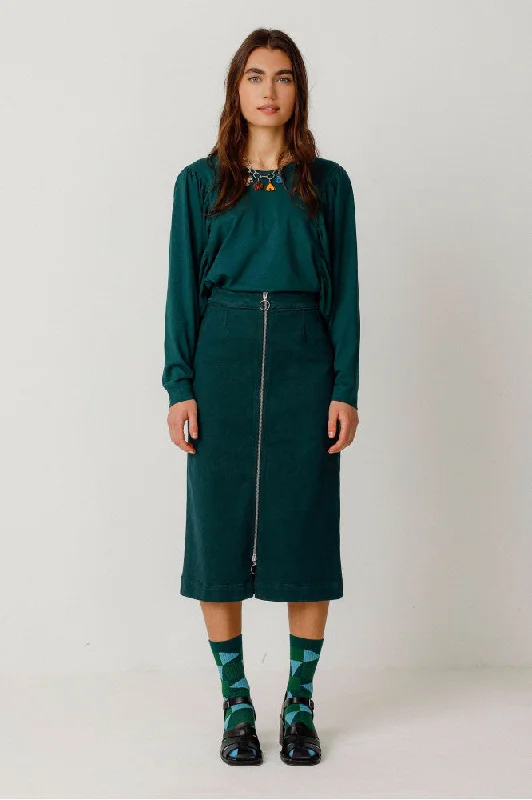 SKFK Dota skirt G9 dark green women asymmetrical skirt cut