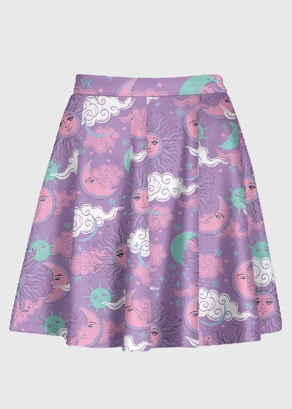 Plus Size Astrology Sun and Moon Cosmos Skirt velvet skirt luxurious