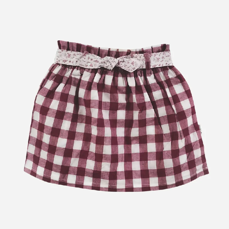 Girls Charlotte Skirt - Fuchsia Check ribbed skirt waist