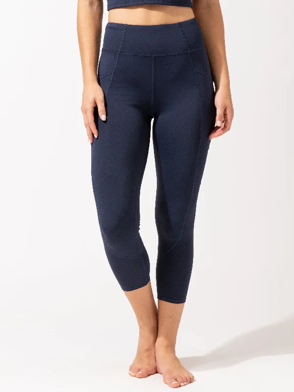 Rita Pocket High Rise Crop Sport Legging 21" Stylish High-Waisted Leggings