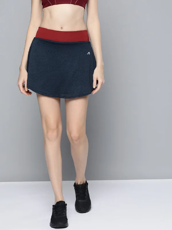 Alcis Women Navy Blue Maroon Solid Sports Wrap Mini Skirt silk skirt smooth