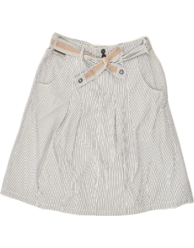 MARLBORO CLASSICS Womens A-Line Skirt EU 40 Medium W30 Grey Striped Cotton velvet skirt glossy