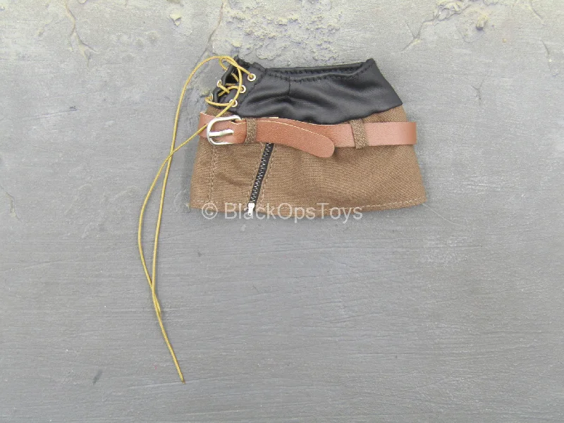 Lightning Girl - Brown Skirt w/Belt linen skirt relaxed