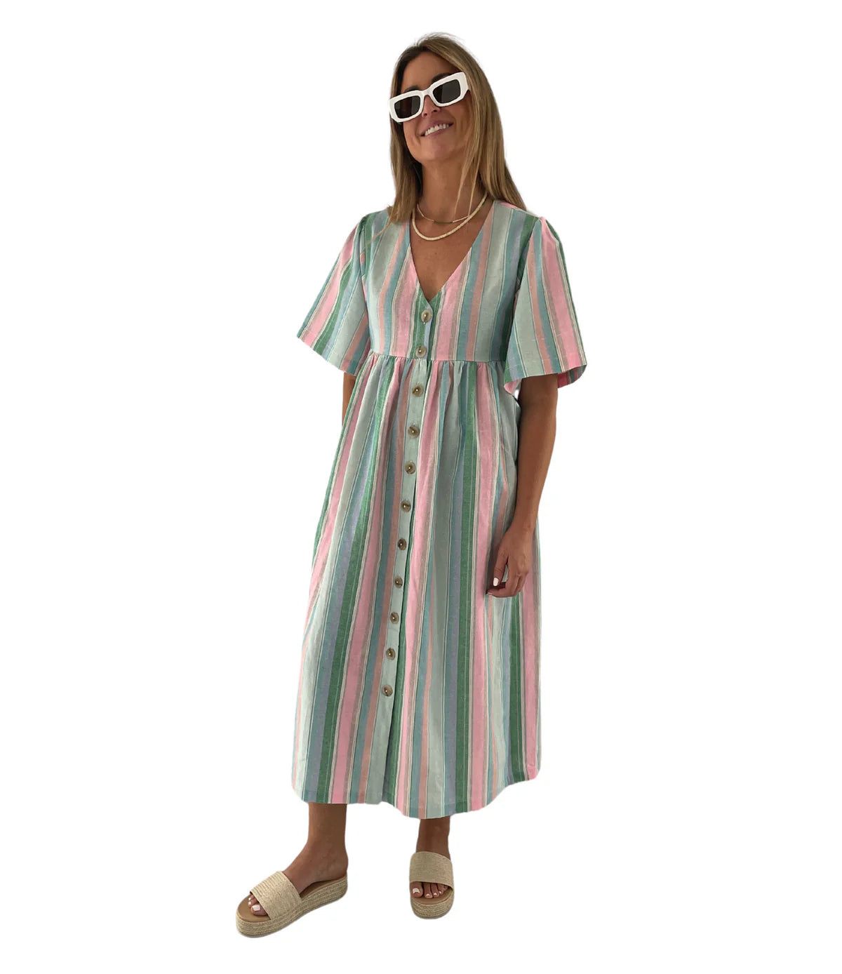 Calypso Sun Dress - Candy Stripe sweetheart Neckline Romantic