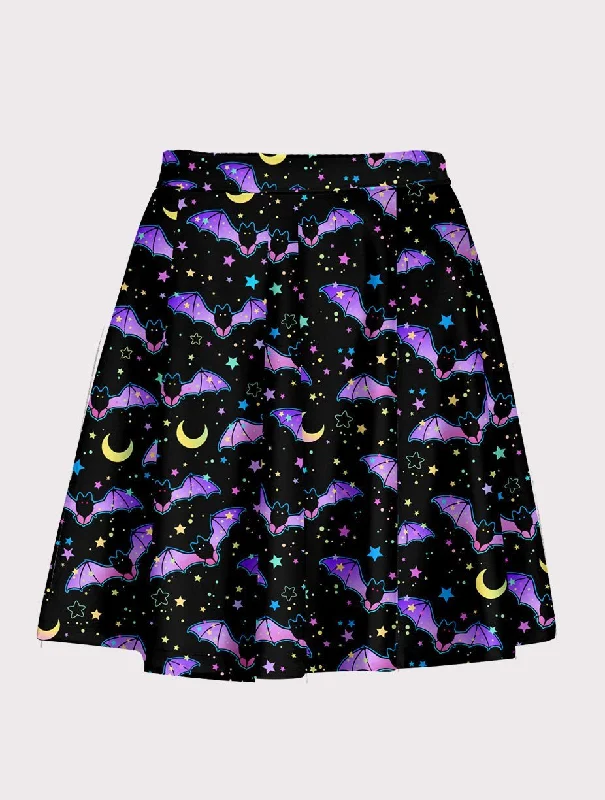 Plus Size Spooky Cute Bat Flare Skirt leather skirt bold