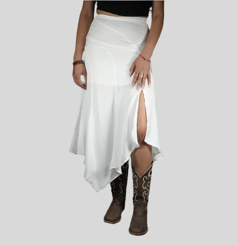 Blue B Women’s Slash Seamline Slit Drape Midi Skirt White corduroy skirt cozy