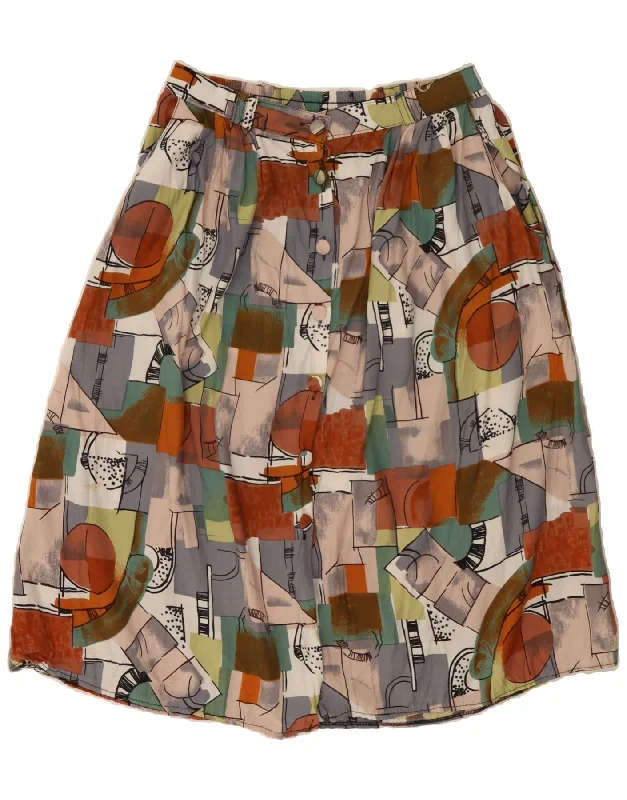 VINTAGE Womens A-Line Skirt W32 Large Multicoloured Patchwork Viscose floral skirt print