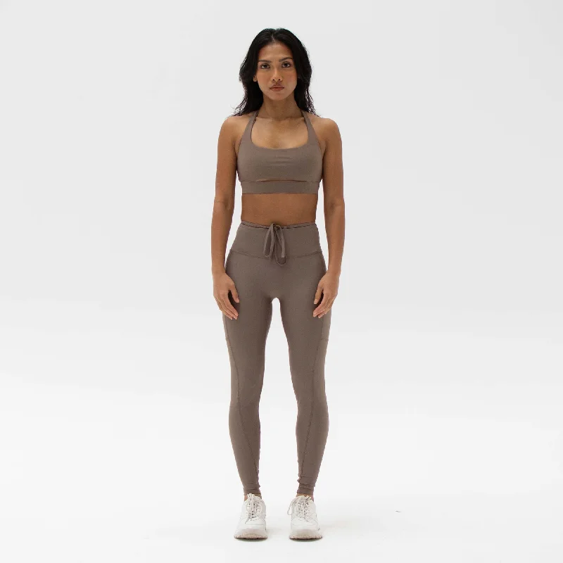 Ultimate Tied Leggings Mocha Stylish Side-Stripe Leggings