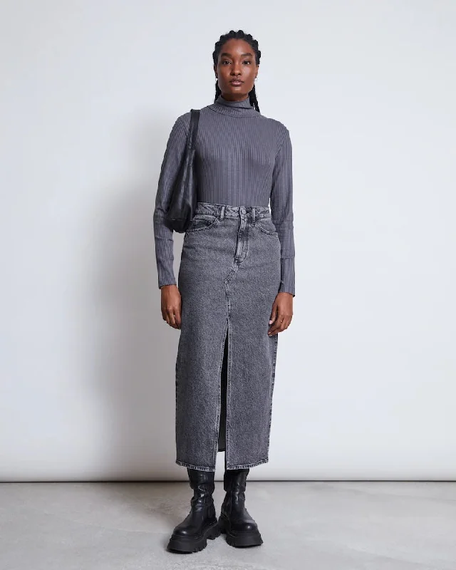 JAN 'N JUNE Luce skirt light grey women pleated skirt texture