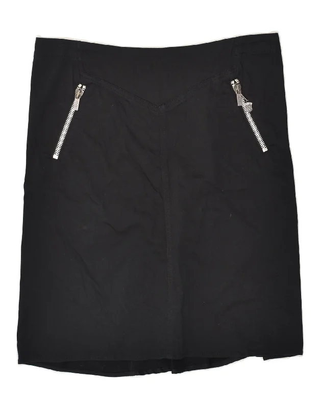 DIESEL Womens Straight Skirt W31 Medium Black Cotton belted skirt waist