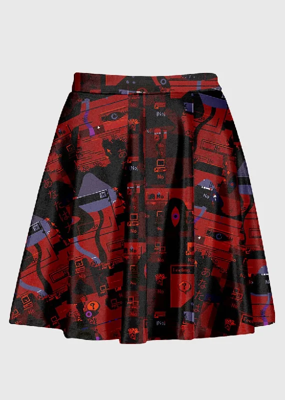 Plus Size Red Weirdcore Art Skirt denim skirt durable