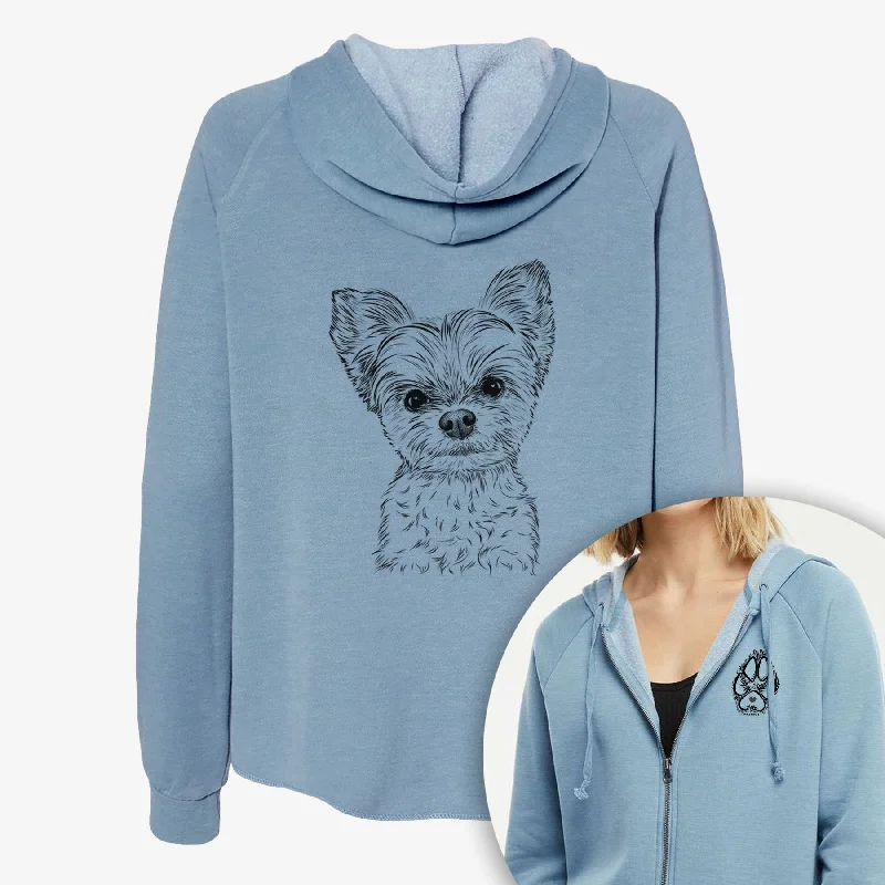 Chance the Yapper the Yorkshire Terrier - Women's Cali Wave Zip-Up Sweatshirt Hoodie with Camouflage Military Edgy
