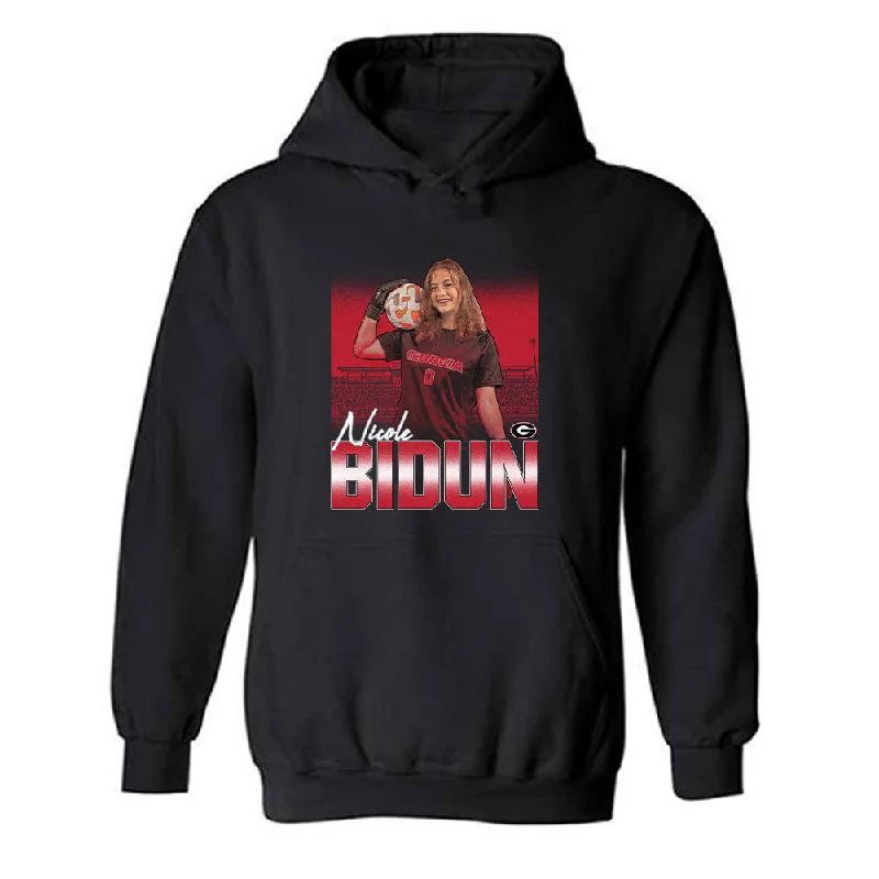 Georgia - NCAA Women's Soccer : Nicole Bidun - Player Collage Hooded Sweatshirt Hoodie with Typography Text Message
