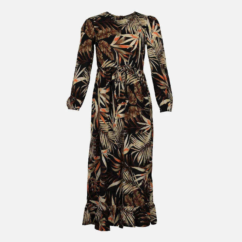 LADIES CASUAL PRINTED LONG DRESS Tunics Fleece cozy