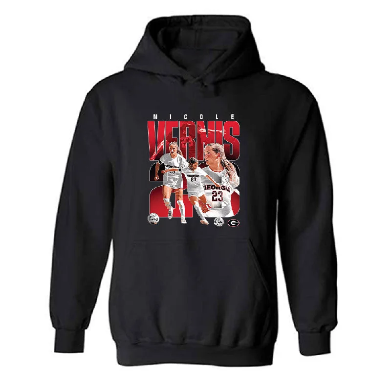 Georgia - NCAA Women's Soccer : Nicole Vernis - Player Collage Hooded Sweatshirt Hoodie with Thumb Holes Functional Cozy