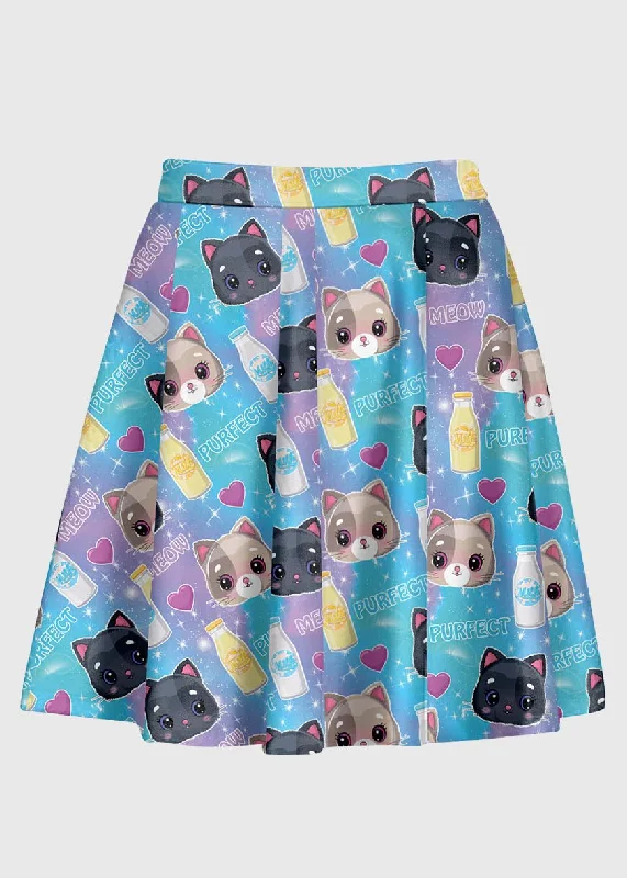 Plus Size Kawaii Cartoon Cat Skirt leather skirt bold