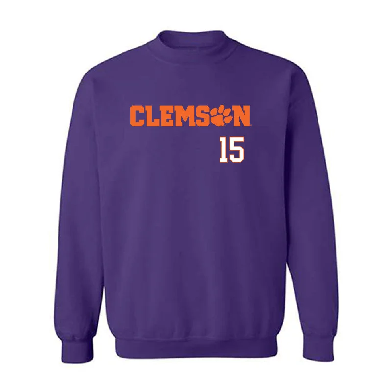Clemson - NCAA Women's Soccer : Ella Johnson - Classic Shersey Crewneck Sweatshirt Hoodie with Hem Applique Textured Unique