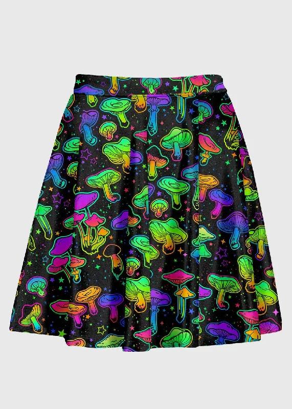 Plus Size Rainbow Psychedelic Mushroom Rave Skirt flowy skirt hem