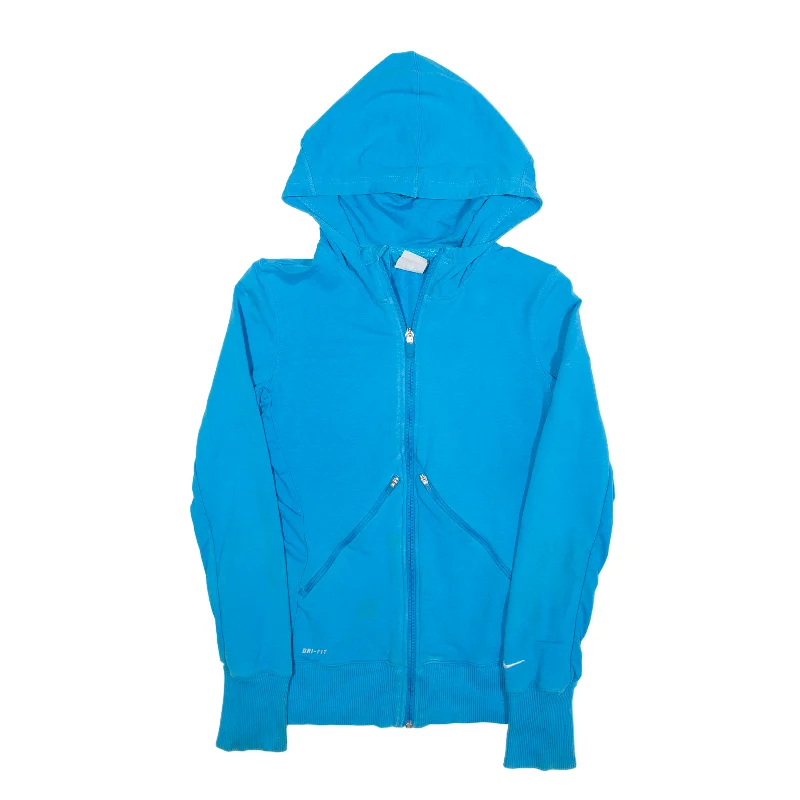 NIKE Hoodie Blue Full Zip Womens XS Hoodie with Reflective Safety Nightwear
