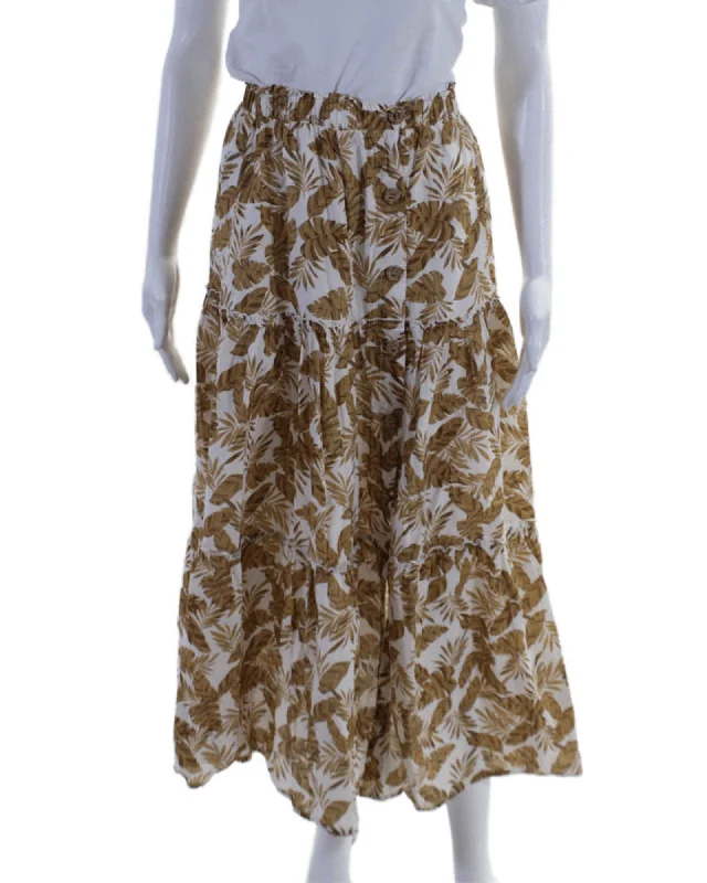 Maxi Ruffle Button Down Skirt chiffon skirt lightweight