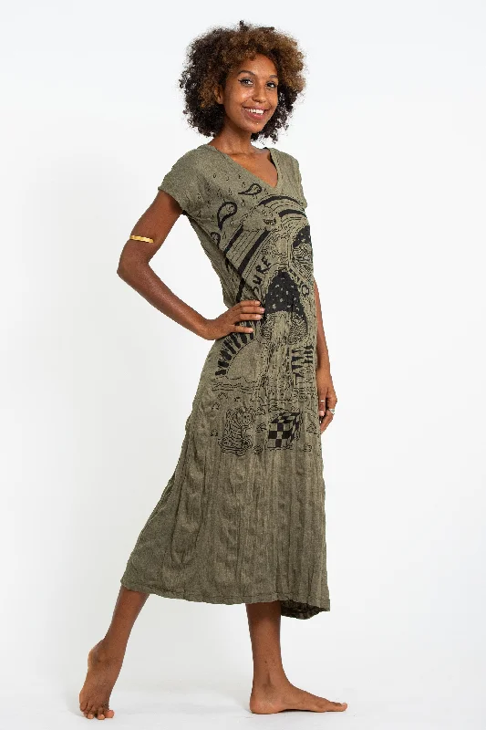 Sure Design Womens Magic Mushroom V Neck Tee Dress Green Tunics Timeless classic
