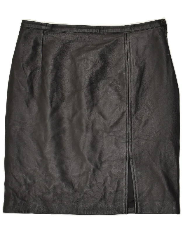 VINTAGE Womens Leather Skirt W30 Medium Black chiffon skirt floaty