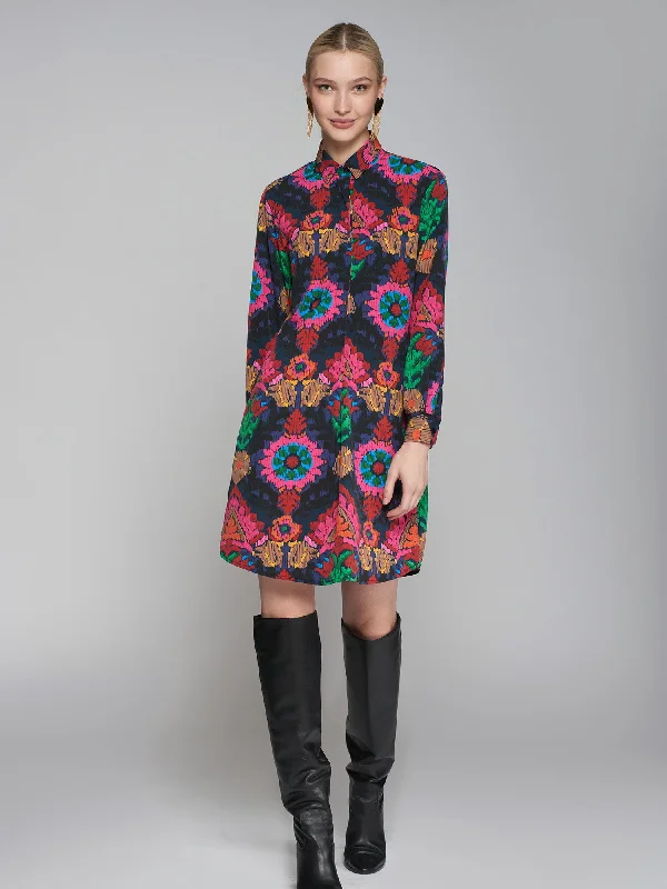 Vilagallo Pixellated Floral Dress Tunics Stylish elegant
