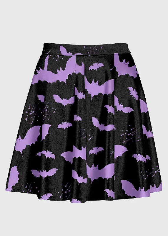 Plus Size Purple Bat Pastel Goth Skirt leather skirt durable