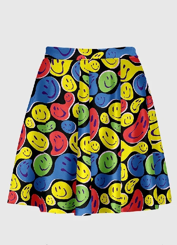 Twisted Smiley Black Flare Skirt tiered skirt playful