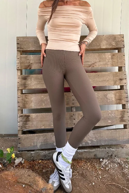 Rib legging olive Fashionable Seamless Leggings