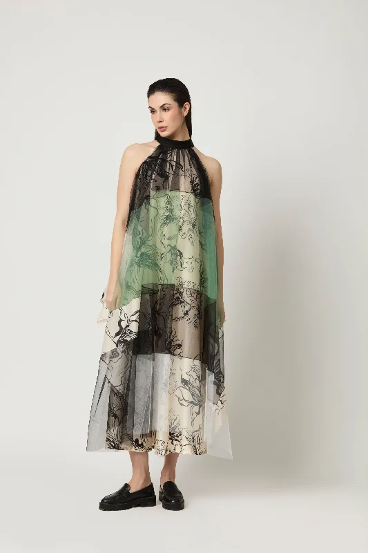 Luna Patchwork Dress With Halter Neck Tunics Designer luxury