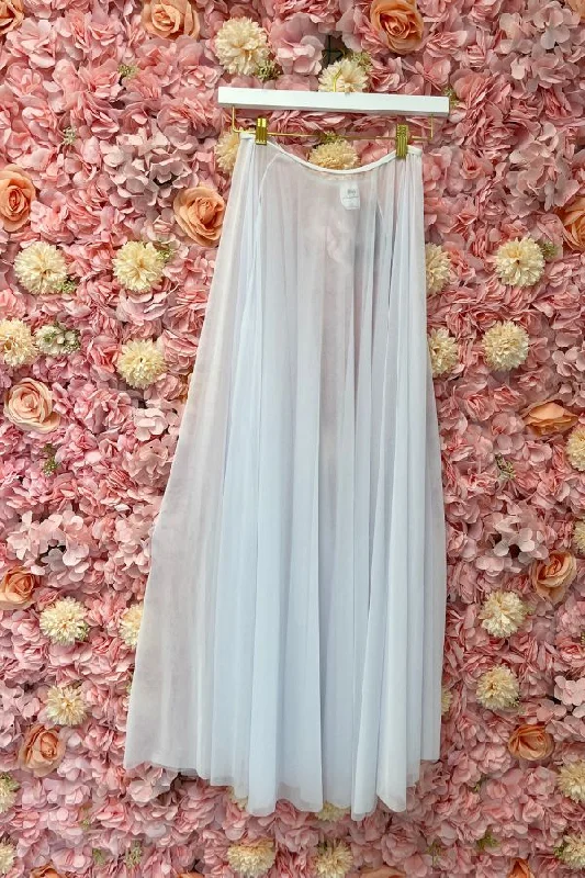 Long Full Chiffon Skirt - White flowy skirt hem