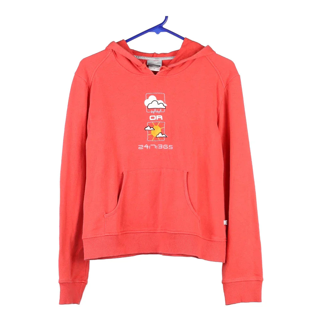 New Balance Cropped Hoodie - Medium Red Cotton Blend Hoodie with Exposed Zipper Edgy Industrial