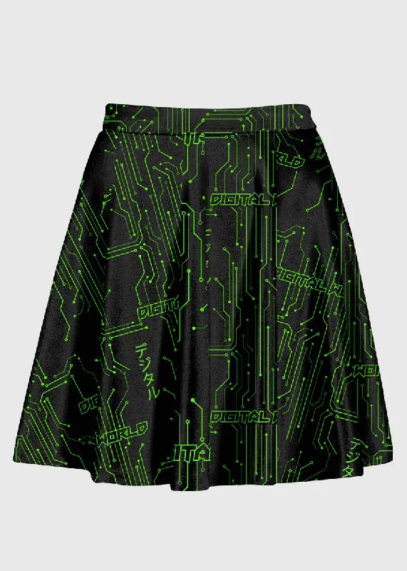 Plus Size Digital World Techno Cyber Raver High Waist Skirt corduroy skirt cozy