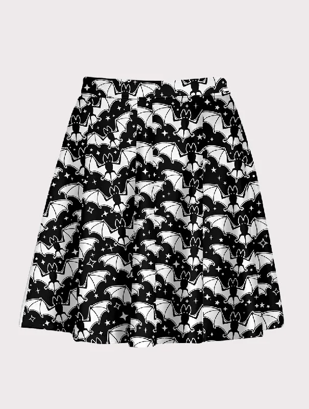 Plus Size Bat Pattern Flare Skirt chiffon skirt floaty