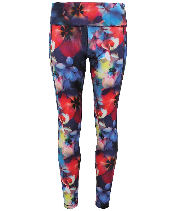 Multi - Women's TriDri® performance flower leggings full-length Trendy Patterned Leggings