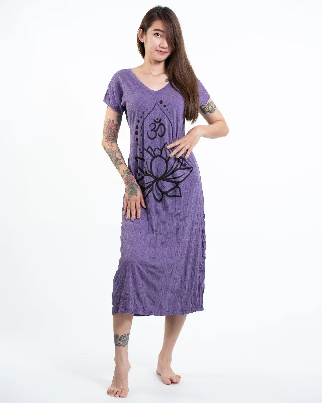 Sure Design Womens Lotus Om V Neck Tee Dress Purple Tunics Favorite customer