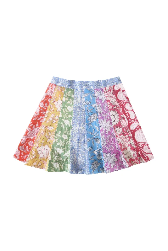 Patchwork Mini Skirt silk skirt smooth
