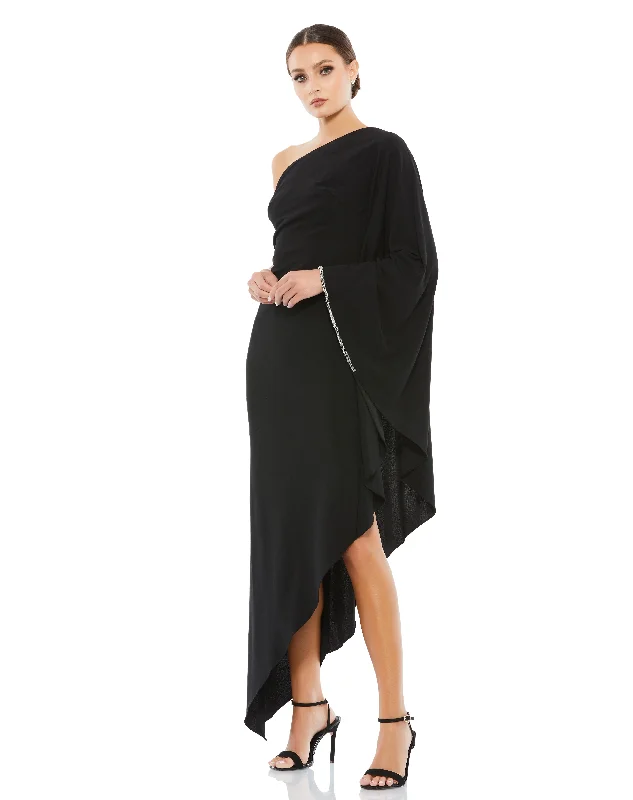 One Shoulder Asymmetrical Hem Flowy Dress Tunics Travel practical