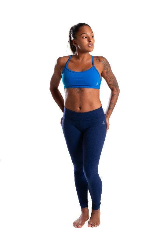 Mid-Rise Legging, Navy Blue, Supplex Elegant Satin Finish Leggings