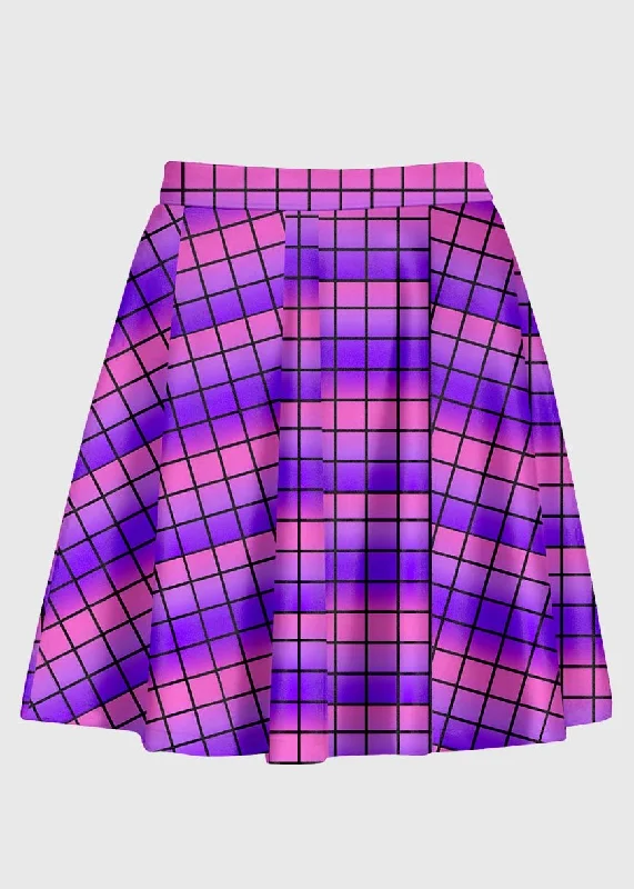 Plus Size Ombre Pink And Purple Grid Skirt wool skirt sturdy
