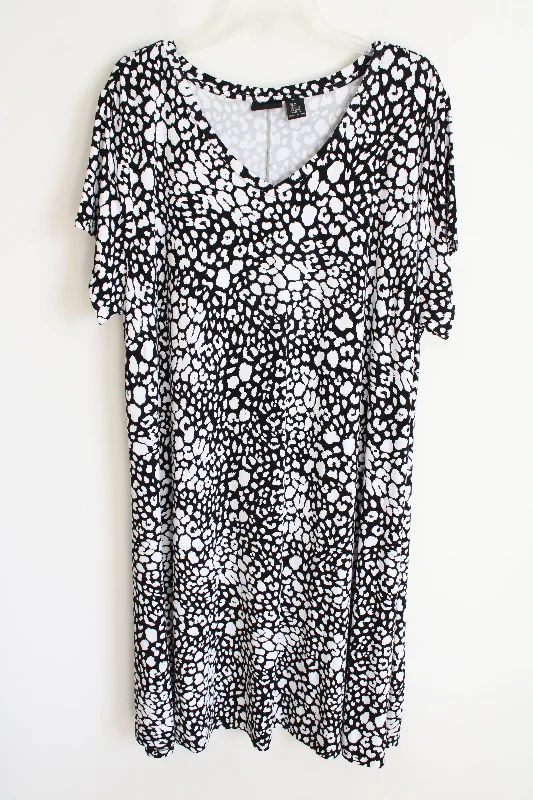 Rachel Zoe Black White Print Dress |3X Tunics Mesh breathable
